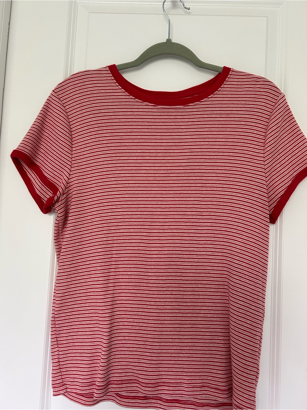 GAP Red and White Striped (slightly cropped) Crew Tee